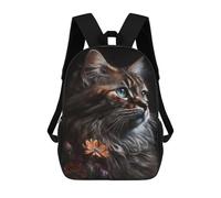 sinyumoney Kids Backpacks Floral Cat Art Print Backpack School Backpack Children School Bag Travel Rucksacks Book Bags 3D Printed Backpack for Kids Boys And Girls 17inch