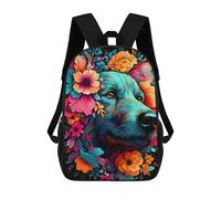 sinyumoney Kids Backpacks, Floral Wolf Portrait -3 Kids Backpack Student School Bag 3D Printed Bag Travel Backpacks Fashion Backpack Children Waterproof School Bags 17inch
