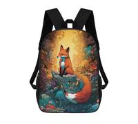 sinyumoney Kids Backpacks, Fox in A Fantasy Forest Kids Backpack Student School Bag 3D Printed Bag Travel Backpacks Fashion Backpack Children Waterproof School Bags 17inch