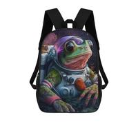sinyumoney Kids Backpacks, Frog Astronaut in Space Suit Kids Backpack Student School Bag 3D Printed Bag Travel Backpacks Fashion Backpack Children Waterproof School Bags 17inch