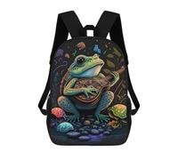 sinyumoney Kids Backpacks, Frog Playing Guitar Kids Backpack Student School Bag 3D Printed Bag Travel Backpacks Fashion Backpack Children Waterproof School Bags 17inch