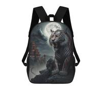 sinyumoney Kids Backpacks, Full Moon Tiger Majesty Kids Backpack Student School Bag 3D Printed Bag Travel Backpacks Fashion Backpack Children Waterproof School Bags 17inch