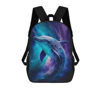 sinyumoney Kids Backpacks, Galactic Dolphin Art Print Kids Backpack Student School Bag 3D Printed Bag Travel Backpacks Fashion Backpack Children Waterproof School Bags 17inch