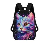 sinyumoney Kids Backpacks, Galactic Kitten Portrait -2 Kids Backpack Student School Bag 3D Printed Bag Travel Backpacks Fashion Backpack Children Waterproof School Bags 17inch
