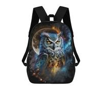 sinyumoney Kids Backpacks, Galactic Owl Majesty Kids Backpack Student School Bag 3D Printed Bag Travel Backpacks Fashion Backpack Children Waterproof School Bags 17inch