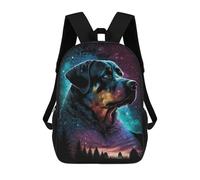 sinyumoney Kids Backpacks Galactic Rottweiler Portrait Backpack School Backpack Children School Bag Travel Rucksacks Book Bags 3D Printed Backpack for Kids Boys And Girls 17inch