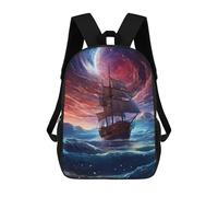 sinyumoney Kids Backpacks Galactic Sailing Adventure Backpack School Backpack Children School Bag Travel Rucksacks Book Bags 3D Printed Backpack for Kids Boys And Girls 17inch
