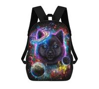 sinyumoney Kids Backpacks, Galactic Wolf Portrait -6 Kids Backpack Student School Bag 3D Printed Bag Travel Backpacks Fashion Backpack Children Waterproof School Bags 17inch