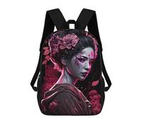 sinyumoney Kids Backpacks Geisha with Flowers Backpack School Backpack Children School Bag Travel Rucksacks Book Bags 3D Printed Backpack for Kids Boys And Girls 17inch
