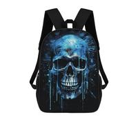 sinyumoney Kids Backpacks, Glowing Blue Skull Artwork-1 Kids Backpack Student School Bag 3D Printed Bag Travel Backpacks Fashion Backpack Children Waterproof School Bags 17inch