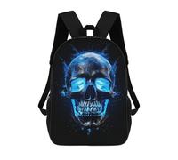 sinyumoney Kids Backpacks Glowing Blue Skull Artwork Backpack School Backpack Children School Bag Travel Rucksacks Book Bags 3D Printed Backpack for Kids Boys And Girls 17inch