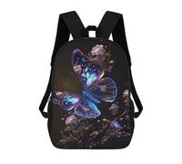 sinyumoney Kids Backpacks Glowing Butterfly Artwork-1 Backpack School Backpack Children School Bag Travel Rucksacks Book Bags 3D Printed Backpack for Kids Boys And Girls 17inch