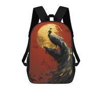 sinyumoney Kids Backpacks Golden Peacock Sunset Painting Backpack School Backpack Children School Bag Travel Rucksacks Book Bags 3D Printed Backpack for Kids Boys And Girls 17inch