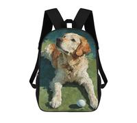 sinyumoney Kids Backpacks Golden Retriever Playing Golf Backpack School Backpack Children School Bag Travel Rucksacks Book Bags 3D Printed Backpack for Kids Boys And Girls 17inch
