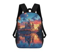 sinyumoney Kids Backpacks, Golden Sunset Reflections on Water Kids Backpack Student School Bag 3D Printed Bag Travel Backpacks Fashion Backpack Children Waterproof School Bags 17inch