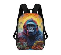 sinyumoney Kids Backpacks Gorilla in A Lush, Fantasy Forest Backpack School Backpack Children School Bag Travel Rucksacks Book Bags 3D Printed Backpack for Kids Boys And Girls 17inch