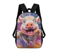 sinyumoney Kids Backpacks Happy Pig Painting Backpack School Backpack Children School Bag Travel Rucksacks Book Bags 3D Printed Backpack for Kids Boys And Girls 17inch