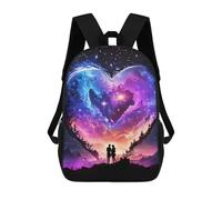 sinyumoney Kids Backpacks, Heart-Shaped Galaxy Romance Kids Backpack Student School Bag 3D Printed Bag Travel Backpacks Fashion Backpack Children Waterproof School Bags 17inch