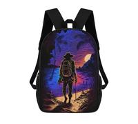 sinyumoney Kids Backpacks, Island Sunset Hiker -1 Kids Backpack Student School Bag 3D Printed Bag Travel Backpacks Fashion Backpack Children Waterproof School Bags 17inch