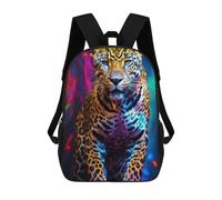 sinyumoney Kids Backpacks, Jaguar in Neon Lights Kids Backpack Student School Bag 3D Printed Bag Travel Backpacks Fashion Backpack Children Waterproof School Bags 17inch