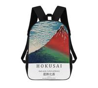 sinyumoney Kids Backpacks Katsushika Hokusai Fine Wind, Clear Morning Backpack School Backpack Children School Bag Travel Rucksacks Book Bags 3D Printed Backpack for Kids Boys And Girls 17inch