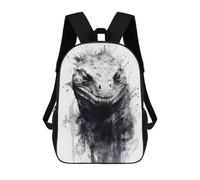 sinyumoney Kids Backpacks, Komodo Dragon Black Ink Kids Backpack Student School Bag 3D Printed Bag Travel Backpacks Fashion Backpack Children Waterproof School Bags 17inch