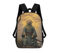 sinyumoney Kids Backpacks Labrador The Samurai Backpack School Backpack Children School Bag Travel Rucksacks Book Bags 3D Printed Backpack for Kids Boys And Girls 17inch