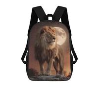 sinyumoney Kids Backpacks Lion Moon Night Sky Backpack School Backpack Children School Bag Travel Rucksacks Book Bags 3D Printed Backpack for Kids Boys And Girls 17inch