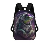 sinyumoney Kids Backpacks, Lizard Astronaut in Space Kids Backpack Student School Bag 3D Printed Bag Travel Backpacks Fashion Backpack Children Waterproof School Bags 17inch