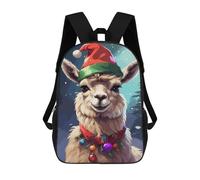 sinyumoney Kids Backpacks, Llama Christmas Kids Backpack Student School Bag 3D Printed Bag Travel Backpacks Fashion Backpack Children Waterproof School Bags 17inch