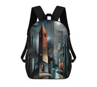 sinyumoney Kids Backpacks Luminous Tower in The Silent Night Backpack School Backpack Children School Bag Travel Rucksacks Book Bags 3D Printed Backpack for Kids Boys And Girls 17inch