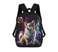 sinyumoney Kids Backpacks, Magical Corgi in Space Kids Backpack Student School Bag 3D Printed Bag Travel Backpacks Fashion Backpack Children Waterproof School Bags 17inch