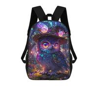 sinyumoney Kids Backpacks, Magical Owl with Hat Halloween Kids Backpack Student School Bag 3D Printed Bag Travel Backpacks Fashion Backpack Children Waterproof School Bags 17inch