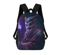 sinyumoney Kids Backpacks, Magical Owl with Staff Kids Backpack Student School Bag 3D Printed Bag Travel Backpacks Fashion Backpack Children Waterproof School Bags 17inch