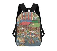 sinyumoney Kids Backpacks Market Day Adventures Backpack School Backpack Children School Bag Travel Rucksacks Book Bags 3D Printed Backpack for Kids Boys And Girls 17inch