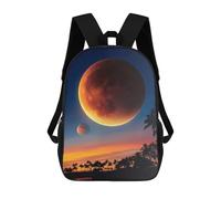 sinyumoney Kids Backpacks Moonlit Palm Silhouettes Backpack School Backpack Children School Bag Travel Rucksacks Book Bags 3D Printed Backpack for Kids Boys And Girls 17inch