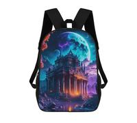 sinyumoney Kids Backpacks, Mystical Night Castle Kids Backpack Student School Bag 3D Printed Bag Travel Backpacks Fashion Backpack Children Waterproof School Bags 17inch