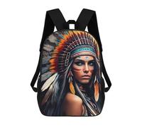 sinyumoney Kids Backpacks Native American Headdress Artwork Backpack School Backpack Children School Bag Travel Rucksacks Book Bags 3D Printed Backpack for Kids Boys And Girls 17inch