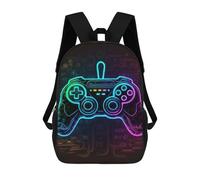 sinyumoney Kids Backpacks, Neon Gaming Controller Artwork-12 Kids Backpack Student School Bag 3D Printed Bag Travel Backpacks Fashion Backpack Children Waterproof School Bags 17inch