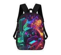 sinyumoney Kids Backpacks, Neon Gaming Paradise -2 Kids Backpack Student School Bag 3D Printed Bag Travel Backpacks Fashion Backpack Children Waterproof School Bags 17inch