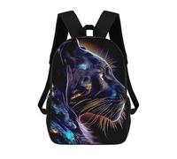 sinyumoney Kids Backpacks, Neon Panther Portrait -1 Kids Backpack Student School Bag 3D Printed Bag Travel Backpacks Fashion Backpack Children Waterproof School Bags 17inch
