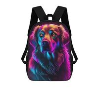 sinyumoney Kids Backpacks, Neon Rainbow Dog Art Kids Backpack Student School Bag 3D Printed Bag Travel Backpacks Fashion Backpack Children Waterproof School Bags 17inch