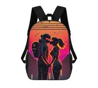 sinyumoney Kids Backpacks Neon Romance Sunset Backpack School Backpack Children School Bag Travel Rucksacks Book Bags 3D Printed Backpack for Kids Boys And Girls 17inch