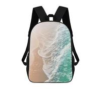 sinyumoney Kids Backpacks Ocean Waves on Sandy Beach Backpack School Backpack Children School Bag Travel Rucksacks Book Bags 3D Printed Backpack for Kids Boys And Girls 17inch