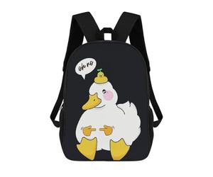 sinyumoney Kids Backpacks, Oh No Duck Kids Backpack Student School Bag 3D Printed Bag Travel Backpacks Fashion Backpack Children Waterproof School Bags 17inch