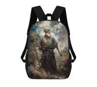 sinyumoney Kids Backpacks Old Sage with Staff Backpack School Backpack Children School Bag Travel Rucksacks Book Bags 3D Printed Backpack for Kids Boys And Girls 17inch