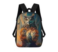sinyumoney Kids Backpacks Owl Family in Autumn Forest Backpack School Backpack Children School Bag Travel Rucksacks Book Bags 3D Printed Backpack for Kids Boys And Girls 17inch
