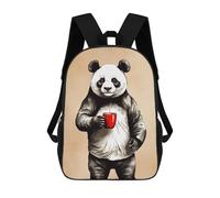 sinyumoney Kids Backpacks, Panda Animals Coffee Kids Backpack Student School Bag 3D Printed Bag Travel Backpacks Fashion Backpack Children Waterproof School Bags 17inch