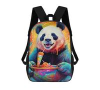 sinyumoney Kids Backpacks Panda Savoring Rainbow Treat Backpack School Backpack Children School Bag Travel Rucksacks Book Bags 3D Printed Backpack for Kids Boys And Girls 17inch