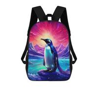 sinyumoney Kids Backpacks, Penguin in A Cosmic Landscape Kids Backpack Student School Bag 3D Printed Bag Travel Backpacks Fashion Backpack Children Waterproof School Bags 17inch